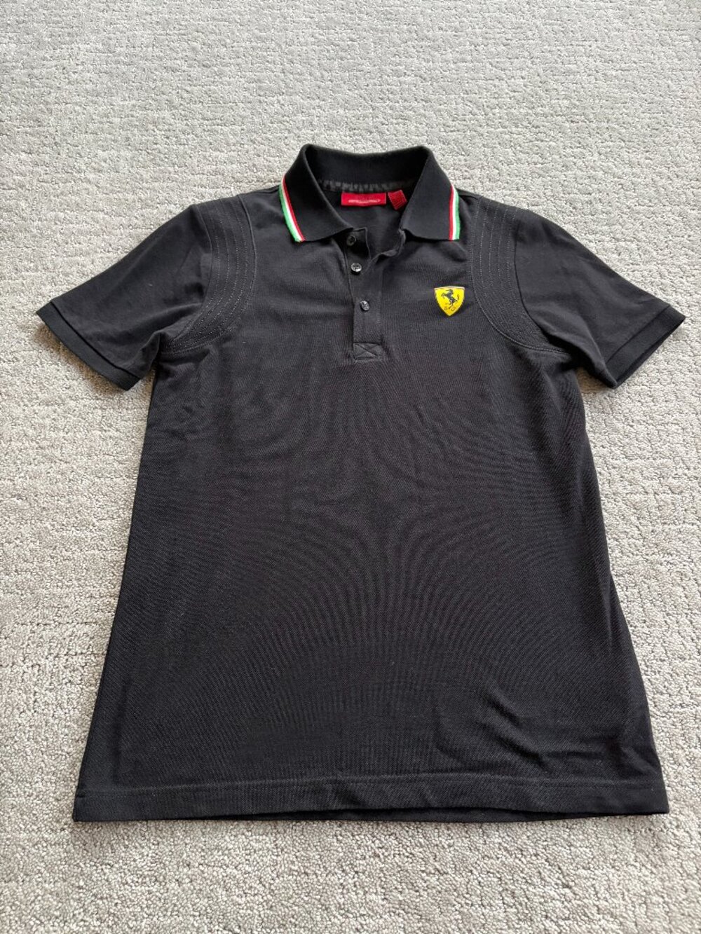 Official Scuderia Ferrari Womens XS Polo Shirt Black Collared Black Horse Logo